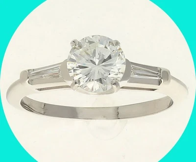 Anillo de compromiso de diamantes naturales .98CT G color redondo brillante en peso talla 6,25 Foto 1 de 4