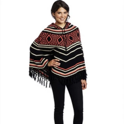 Volcom women's striped poncho with hoodie multicolor Size XS-S - Image 1 of 4