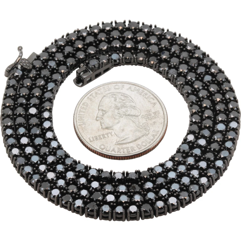 Brazalete Collar Tenis Chapado en Oro Amarillo/Blanco 14k Negro AAA CZ 3mm 6.5"-30" Foto 1 de 1