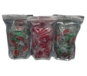 Raspberry Jelly Watermelon Slices NEW 3 Pounds INDIVIDUALLY WRAPPED 1 Pound Bag - Picture 1 of 11