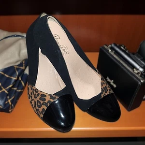 Beacon Black and Leopard Print Heels - Picture 1 of 7