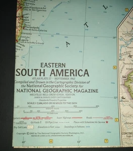 1962 National Geographic Map Of Eastern South America - Picture 1 of 2