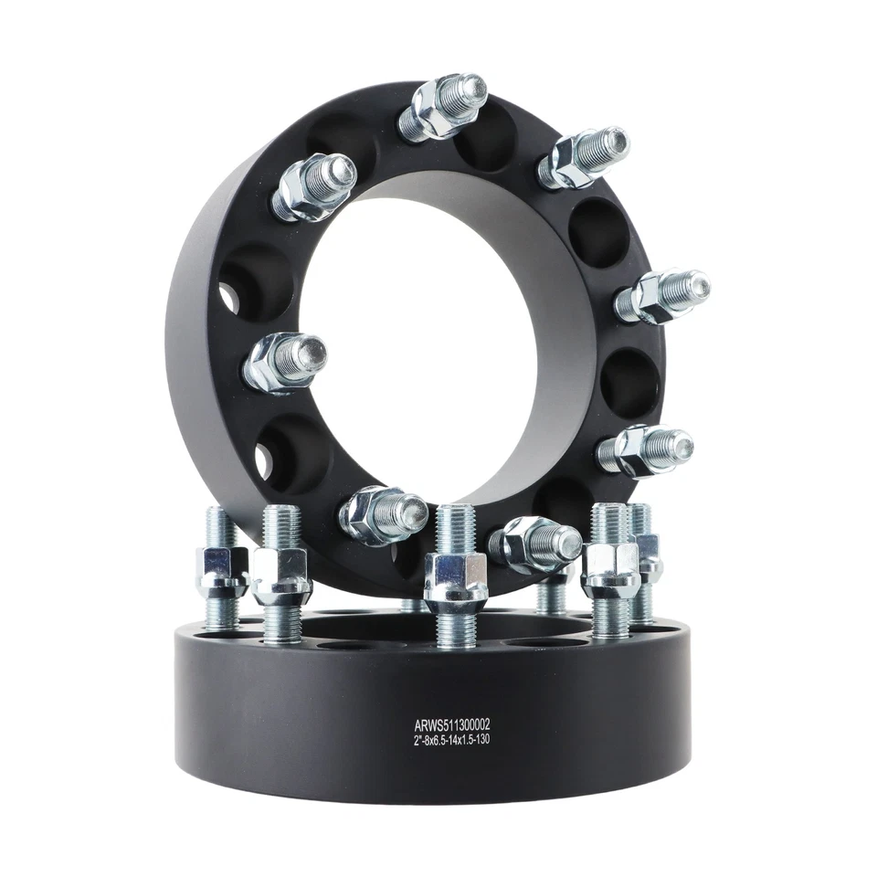 2Pcs Wheel Spacers 2" 8x6.5" M14x1.5 130mm Black Foto 1 de 4