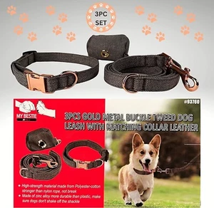 Dog Collar and Leash Set Combo - Adjustable Durable Pet Collars with Dog Leash - Picture 1 of 4
