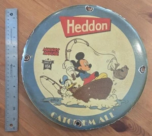 Letrero de Mickey Mouse y Donald Heddon Catch Em todo metal porcelana esmalte 12" pulgadas - Imagen 1 de 1