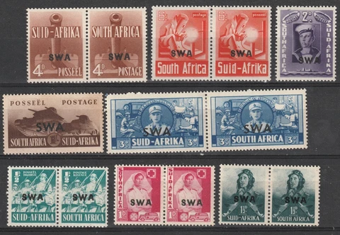 South West Africa part set of 8 mint hinged Cover