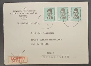 1967 Turkey Istanbul University Cover ties 3 stamps cd University-Essen - Picture 1 of 2