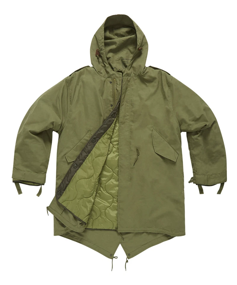 GS M51 Vintage Retro Fischschwanz Parka mit gestepptem Futter Größen XS-3XL schwarz OD grün