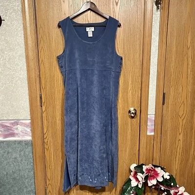 VTG Mary McFadden Collection L Maxi Dress Embroidered Suede Velvet Look Jumper - Image 1 of 4