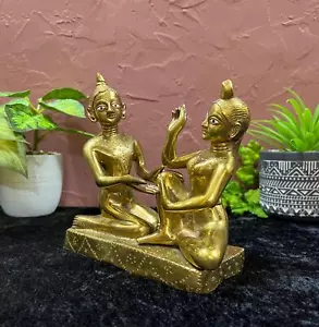 Unique Rare Shringar Leela Vintage Brass Radha Krishna Statue Deity with Clothes - Picture 1 of 10