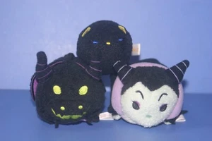 Disney Tsum Tsum S Size Maleficent & Dragon Mini Plush Set of 2 & Black Cat IP4 - Picture 1 of 12