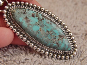 New Bisbee Turquoise Sterling Silver Pendant By Navajo Geraldine James - Picture 1 of 6