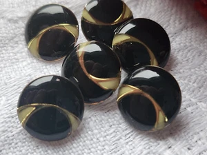 Lot 6 petits boutons en métal bicolore creme noir 1,2 cm ref 6050 - Foto 1 di 2