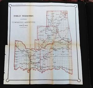 1902 Reservation Territory 5 Civilized Tribes Oklahoma Townsites Approved Map - Picture 1 of 2