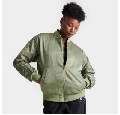 Jaqueta bombardeiro reversível Nike Sportswear feminina média óleo verde oliva nova com etiquetas - Imagem 1 de 4