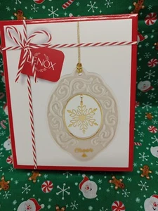 Lenox Cheer Weihnachten Schneeflocke Ornament Porzellan mit Goldrand - Bild 1 von 7