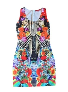 Wow Couture Womens Dress Bodycon Sz S Floral - Picture 1 of 4