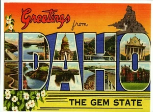 *Idaho-..."Greetings From Idaho" ...The Gem State- (Postcard) {*TW-1}+ - Picture 1 of 2
