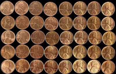 1953 USA (40) LINCOLN WHEAT CENT 1c ROLL DENVER CHOICE MINT STATE RED - Image 1 of 2