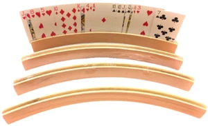 Wood Curved 4 Pcs Playing Card Holders Rack Hands Free Trays Organizer Free Ship - Picture 1 of 4