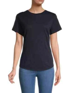 NUEVO CON ETIQUETAS VINCE Algodón Modal Cuello Redondo Dobladillo Redondeado Camiseta en Azul Costero S - Imagen 1 de 23