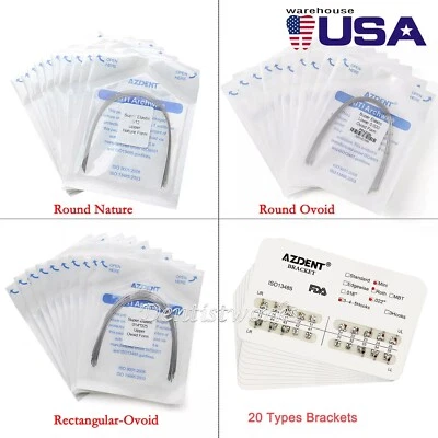 AZDENT Dental Ortho Braces Brackets Mini Roth MBT /Niti Super Elastic Arch Wires - Image 1 of 4