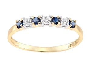 9ct Yellow Gold Blue Sapphire & Diamond Eternity Ring - size J to S - Picture 1 of 5