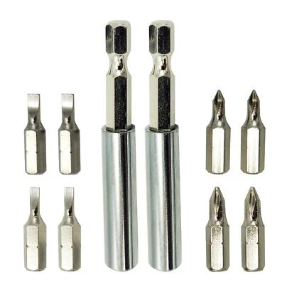2 x Magnetic Bit Holder 1/4" Hex Screwdriver Impact Bits Set Extension Bar 5.5cm - Image 1 of 4