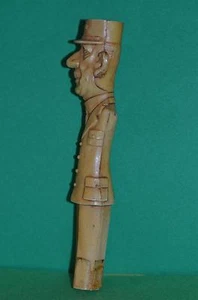 VTG 50' FRENCH CHARL DE GOL GAULLE GROTESQUE IVORY TUNE PLASTIC UMBRELLA HANDLE - Picture 1 of 12