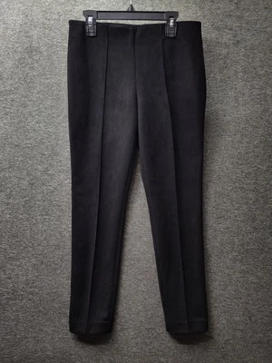 Pantalones para mujer Anne Klein PS negros cintura alta pierna delgada imitación gamuza nuevos con etiquetas Foto 1 de 4