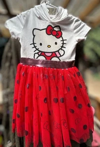 Hello Kitty / Sanrio Cat Ear Hooded Dress - Girls Size XS 4/5 - Picture 1 of 6