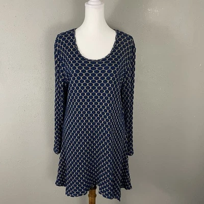 Blusa Tianello Azul Beige Tejido Texturizado Top Talla L Túnica Elástica Asbury EE. UU. Foto 1 de 4
