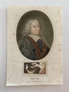 Antique 1822 Engraving of Blaise Pascal – Philosopher & Mathematician - Picture 1 of 2