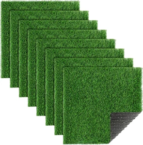 Set di 8 tovagliette quadrate in erba artificiale, centrotavola tappetino in erba verde - Foto 1 di 7