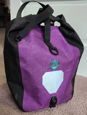 Alforja Ortlieb vintage de los años 90 púrpura Alemania rueda delantera luz bicicleta bolsa ciclismo Foto 1 de 4
