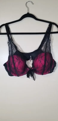 Sutiã Cacique levemente forrado balconette com aro preto e vermelho renda 42C - Imagem 1 de 3