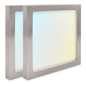 Luxrite 6" Square LED Flush Mount Light 5CCT Dimmable Brushed Nickel 2-Pack - Picture 1 of 7