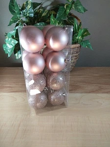 16-Count At Home Christmas Shatterproof Ornaments- Bronze & Gold Glitter 2.8in - Picture 1 of 9