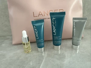 LANCER 5 Piece Skincare Travel Set With Bag Deluxe Size Samples Brand New - Picture 1 of 14