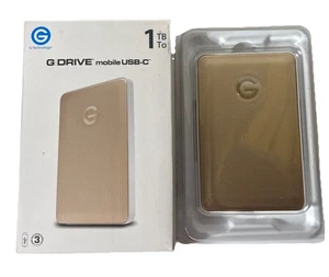 Hitachi G-DRIVE 2.5" USB-C Portable External Hard Drive Gold 1TB 7200rpm 0G04843 - Picture 1 of 4