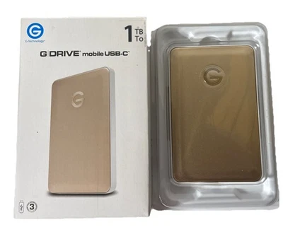 Hitachi G-DRIVE 2.5" USB-C Portable External Hard Drive Gold 1TB 7200rpm 0G04843 - Image 1 of 4