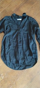 Lovely Mint Velvet Black Long Collared Top Size Medium - Picture 1 of 4