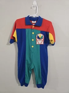 Pagliaccetto pagliaccetto pastelli HealthTex color block vintage anni 90 bambino taglia 12M - Foto 1 di 13