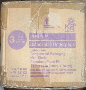 Inspire Disposable150 pcs. Underpads Latex Free,Compressed Packaging Non-Sterile - Picture 1 of 5