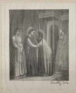1892 Altitalienischer Meisterstich Signiert Timothy Cole. St. Thomas. Von Duccio - Bild 1 von 12
