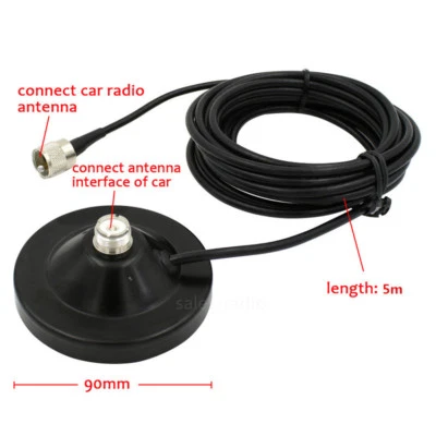 Mobile Car Ham Radios Antennas Magnetic Roof Mount Base 5M RG58 Coax Cables QYT - Image 1 of 4