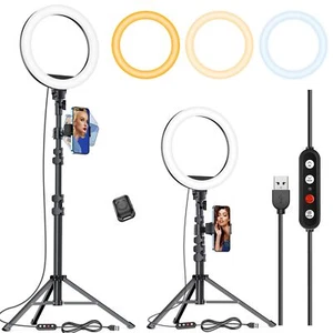 10.2" Selfie Ring Light With 65" Adjustable Tripod Stand & Phone Holder For Live - Picture 1 of 9
