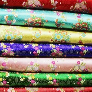 Flower Chinese Brocade Satin Fabric Cloth Dress Craft Faux Silk DIY Vintage Trim - Picture 1 of 19