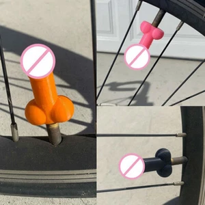 4 Pcs Silicone Tire Valve Cap Dick Penis Shape Funny Prank-Gag Wheel Dust Cover - Picture 1 of 12
