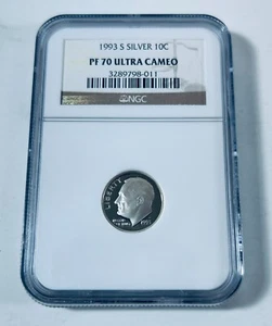 1993-S Roosevelt Silver Dime PF70 Ultra Cameo NGC - Picture 1 of 2